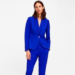 Zara Royal Blue Blazer with Button - Size 4
